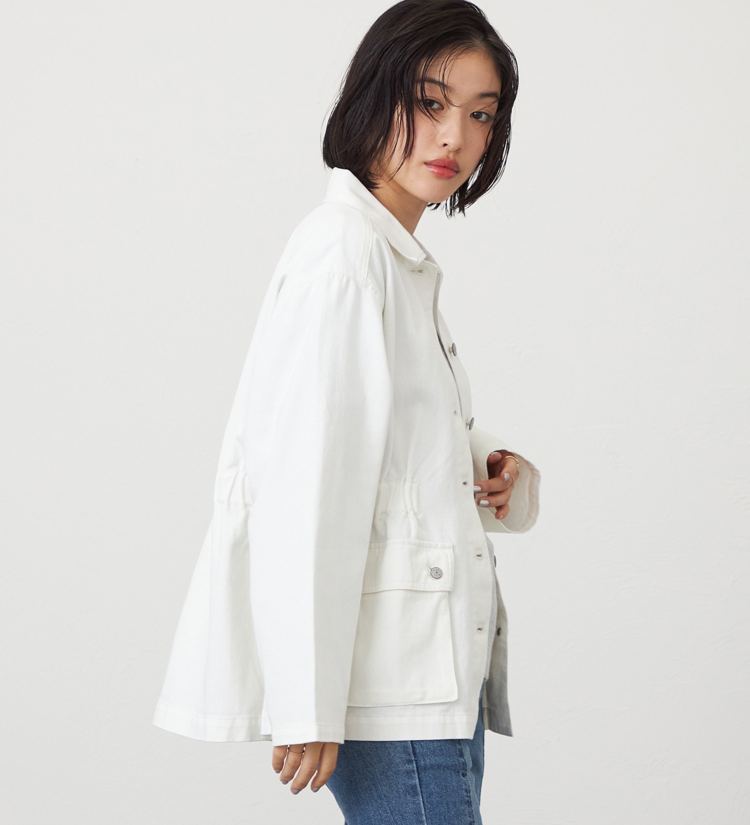 SOMETHING(サムシング)のSOMETHING デニムカバーオール|ジャケット/アウター/デニムジャケット/レディース|アイボリー