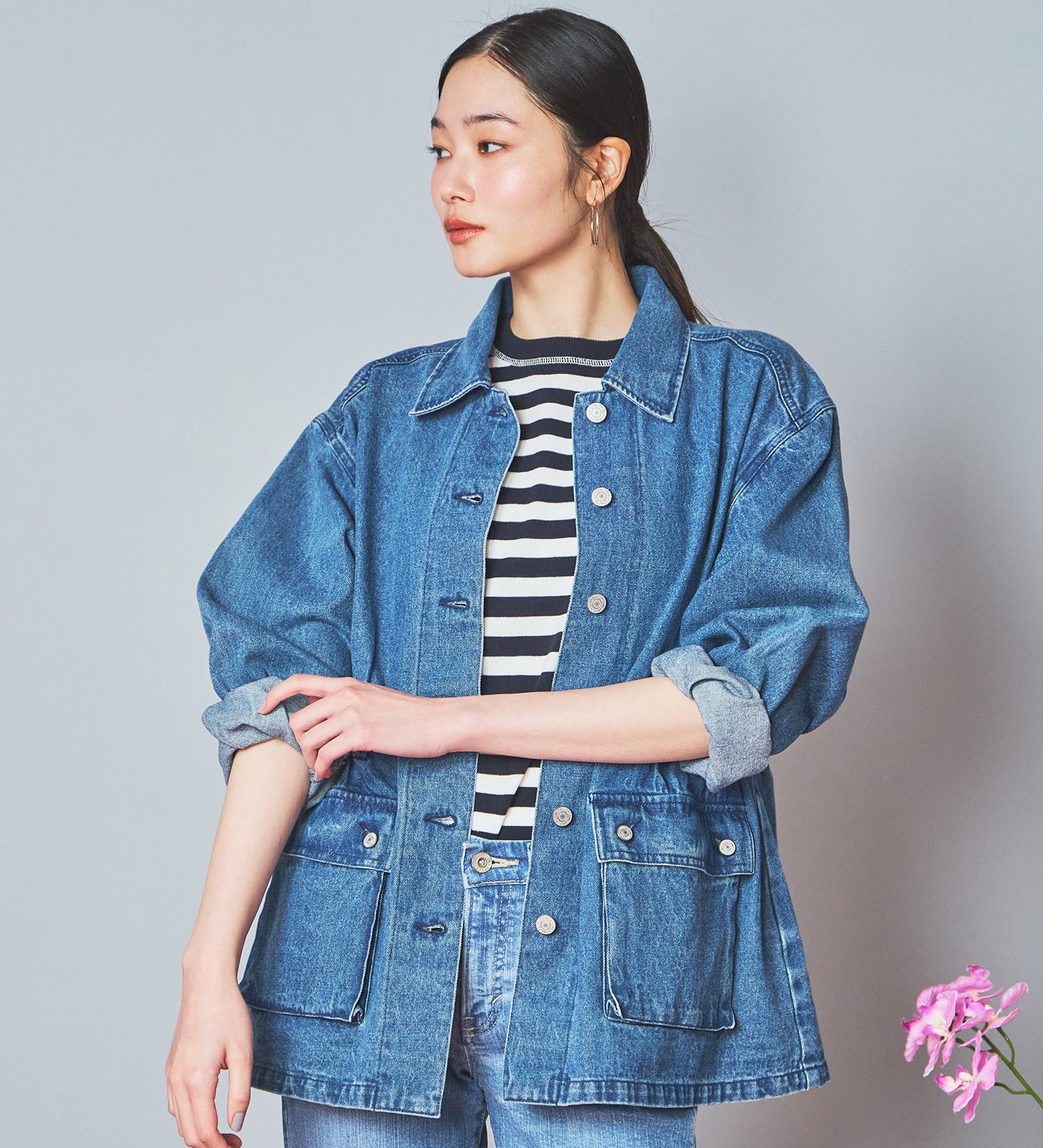 SOMETHING(サムシング)のSOMETHING デニムカバーオール|ジャケット/アウター/デニムジャケット/レディース|ライトブルー