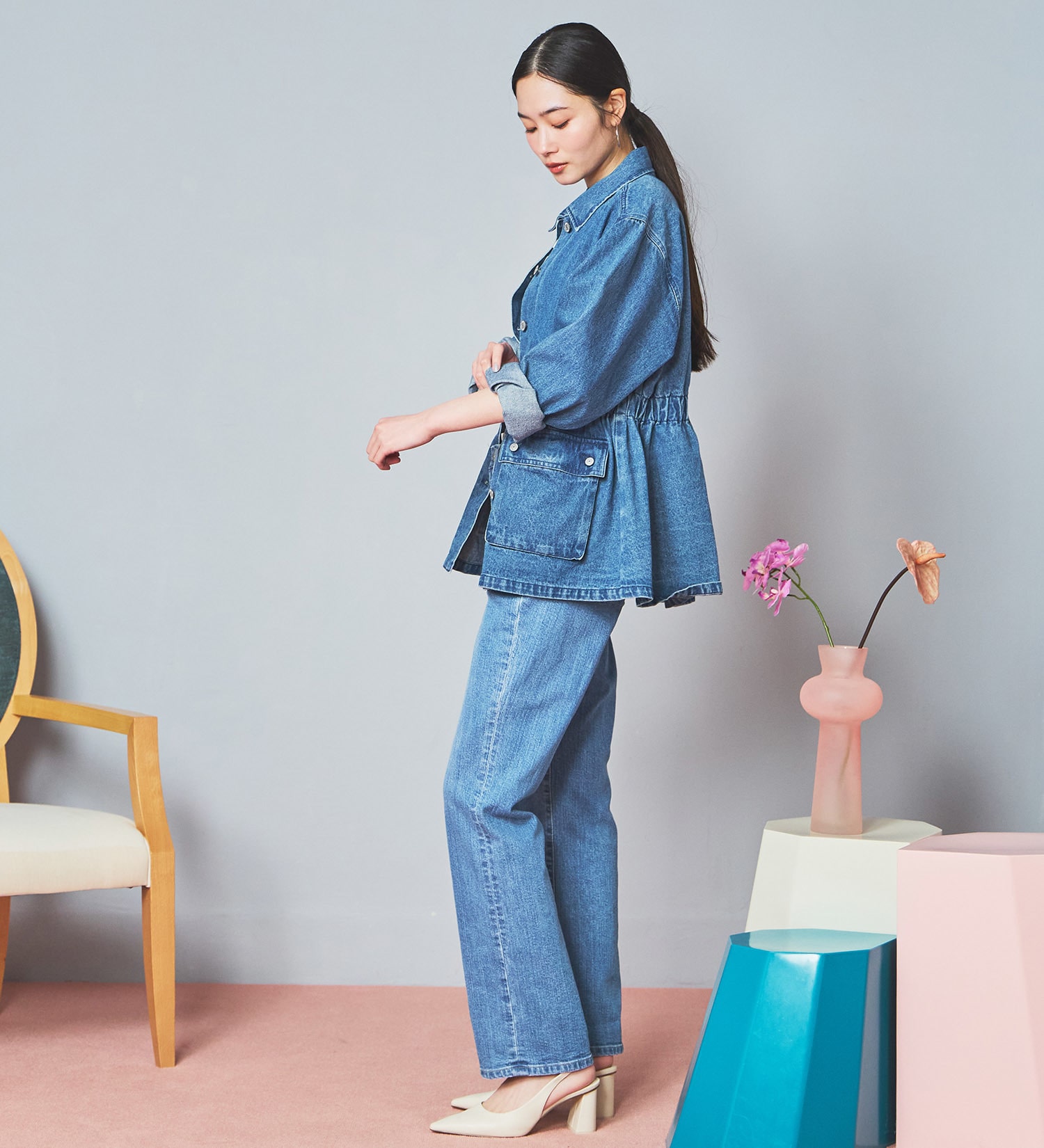 SOMETHING(サムシング)のSOMETHING デニムカバーオール|ジャケット/アウター/デニムジャケット/レディース|ライトブルー