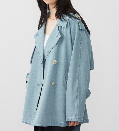 SOMETHING(サムシング)のSOMETHING デニムハーフトレンチコート|ジャケット/アウター/コート/レディース|ライトブルー