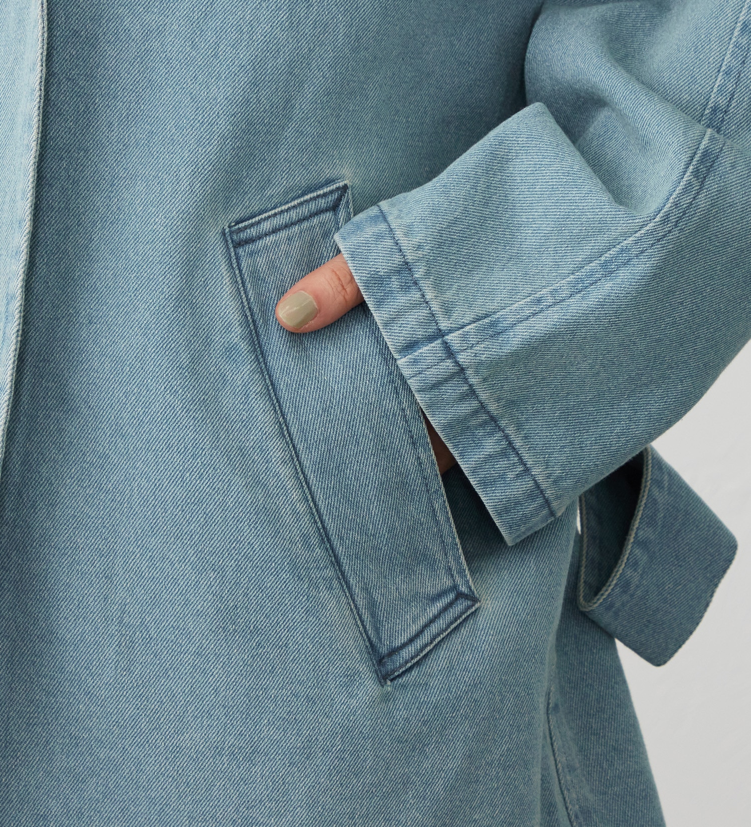 SOMETHING(サムシング)のSOMETHING　デニムハーフトレンチコート|ジャケット/アウター/コート/レディース|ライトブルー