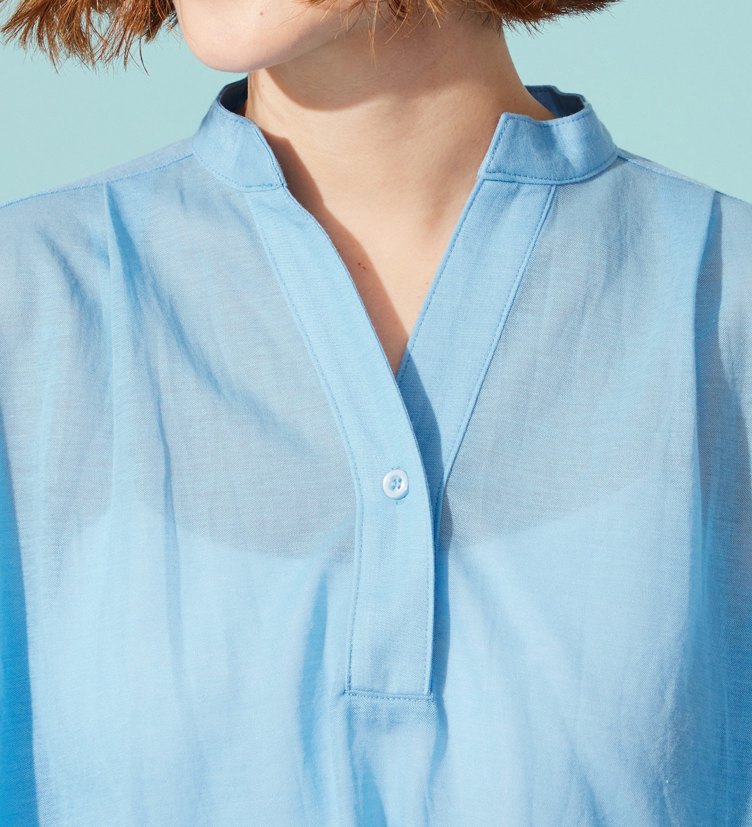 SOMETHING(サムシング)のSOMETHING ビショップスリーブカットソー【ミドルスリーブ】|トップス/Tシャツ/カットソー/レディース|ブルー