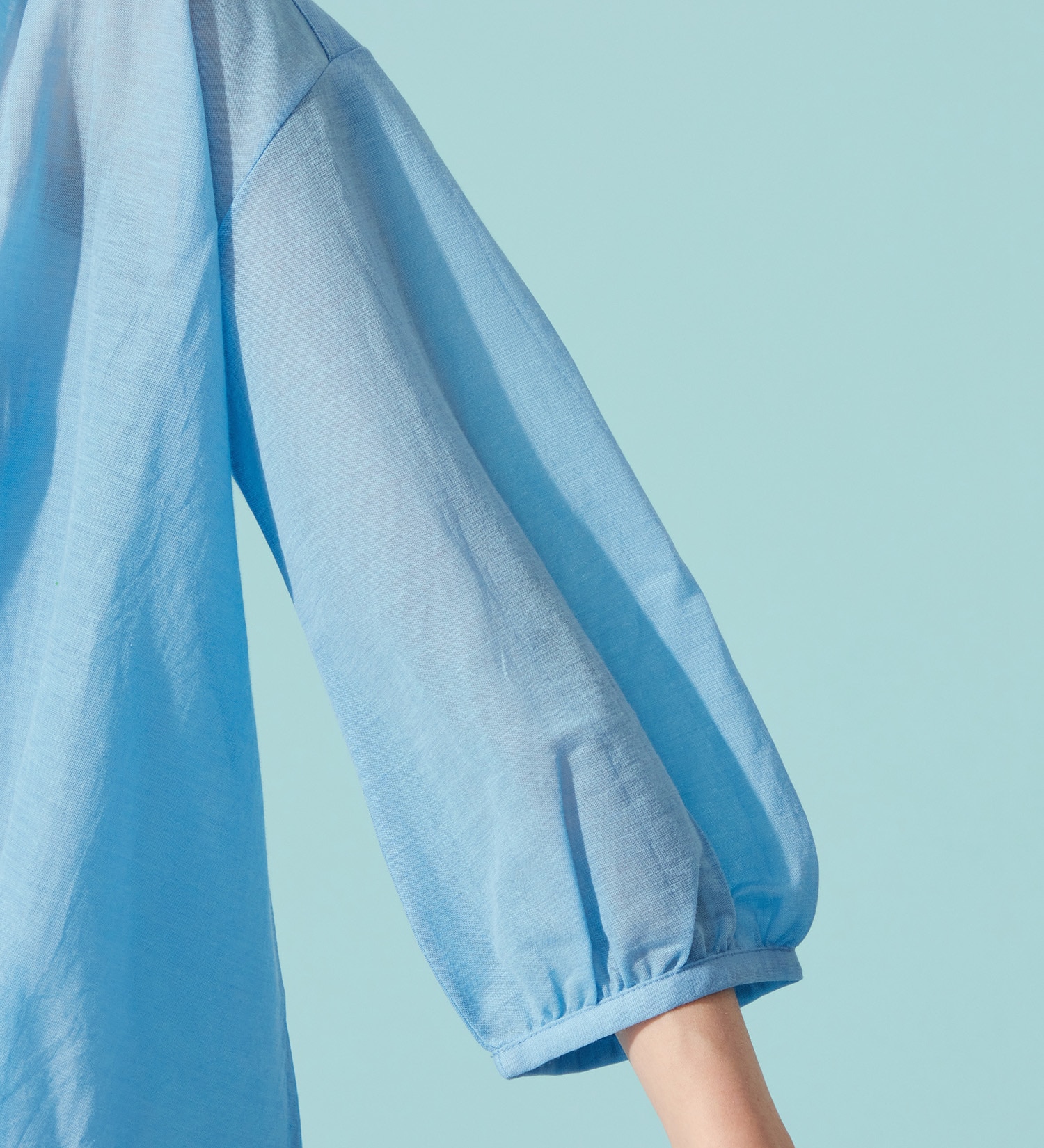 SOMETHING(サムシング)のSOMETHING ビショップスリーブカットソー【ミドルスリーブ】|トップス/Tシャツ/カットソー/レディース|ブルー