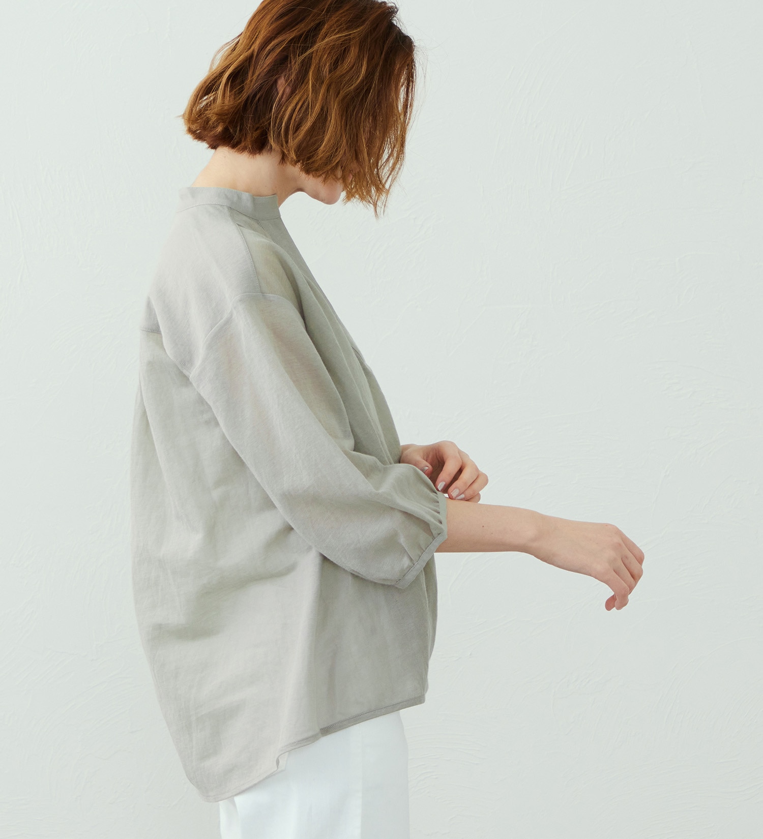 SOMETHING(サムシング)のSOMETHING ビショップスリーブカットソー【ミドルスリーブ】|トップス/Tシャツ/カットソー/レディース|ライトグレー