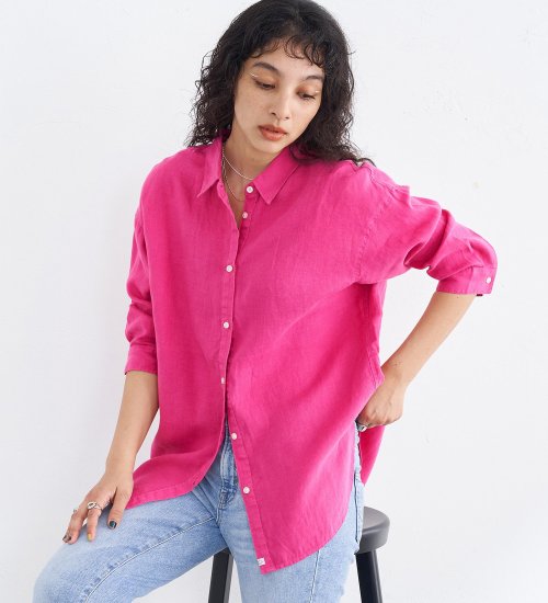 SOMETHING(サムシング)のSOMETHING 長袖ラウンドテイルシャツ|トップス/シャツ/ブラウス/レディース|ピンク