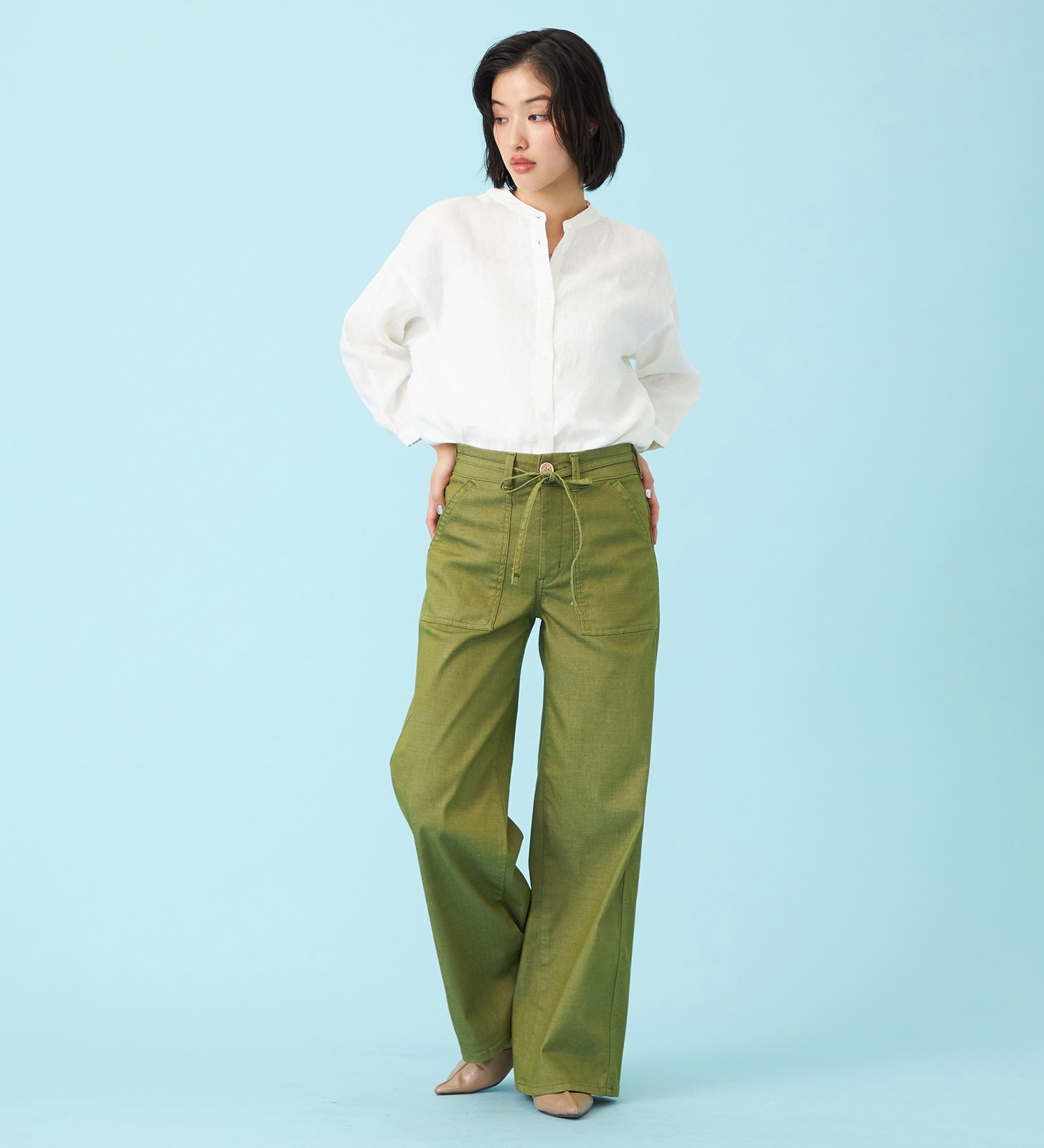 SOMETHING(サムシング)のSOMETHING ラウンドテイルリネンシャツ|トップス/シャツ/ブラウス/レディース|ホワイト