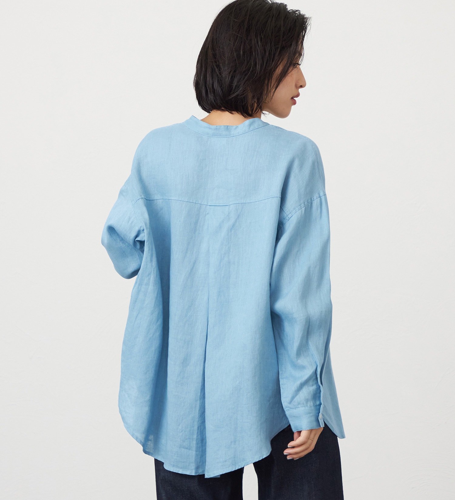 SOMETHING(サムシング)のSOMETHING　ラウンドテイルリネンシャツ|トップス/シャツ/ブラウス/レディース|ブルー