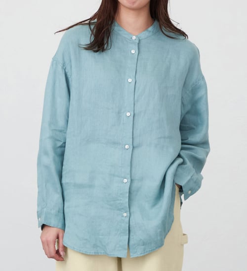 SOMETHING(サムシング)のSOMETHING　ラウンドテイルリネンシャツ|トップス/シャツ/ブラウス/レディース|グリーン