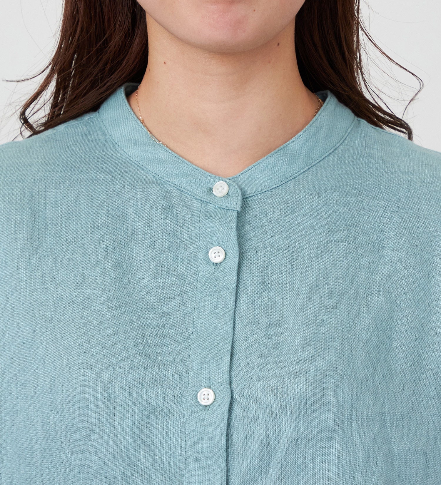 SOMETHING(サムシング)のSOMETHING　ラウンドテイルリネンシャツ|トップス/シャツ/ブラウス/レディース|グリーン