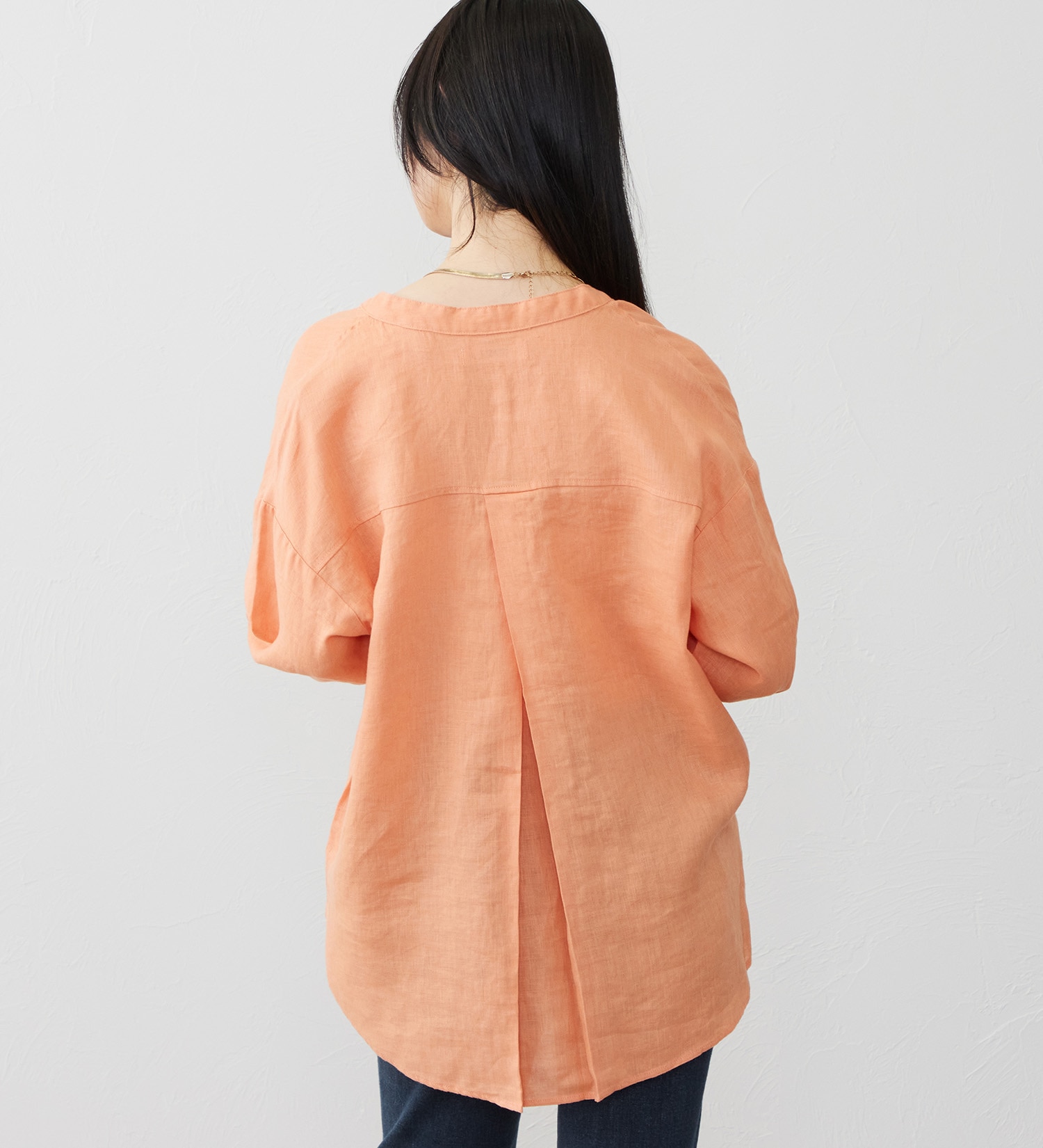 SOMETHING(サムシング)のSOMETHING ラウンドテイルリネンシャツ|トップス/シャツ/ブラウス/レディース|オレンジ