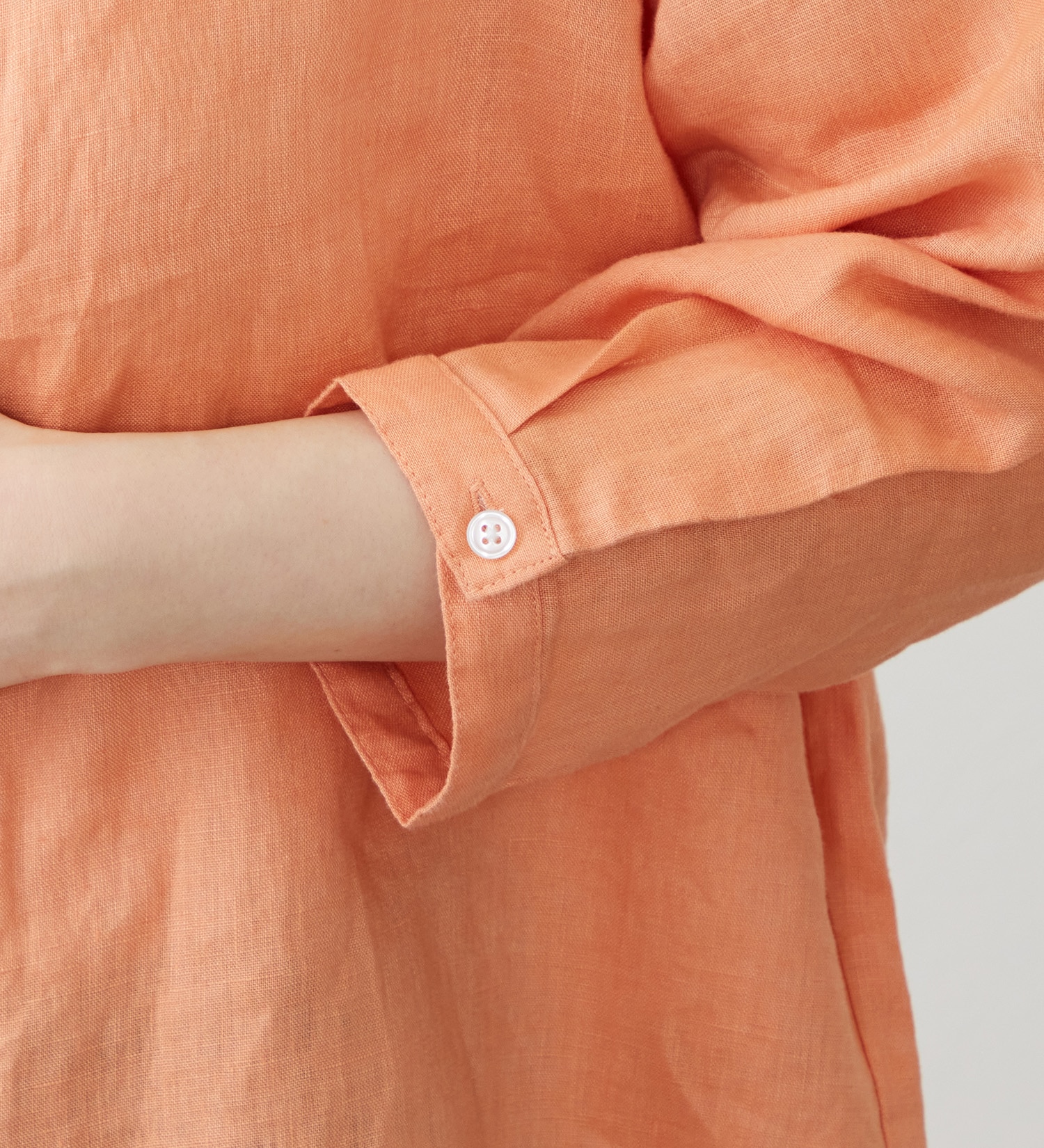 SOMETHING(サムシング)のSOMETHING ラウンドテイルリネンシャツ|トップス/シャツ/ブラウス/レディース|オレンジ