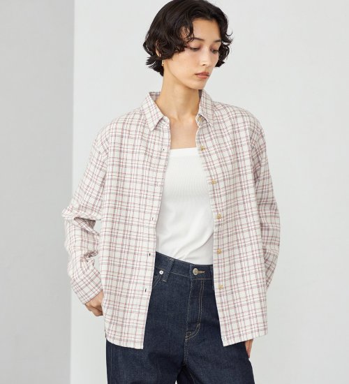SOMETHING(サムシング)のSOMETHING　フランネルチェックシャツ【長袖】|トップス/シャツ/ブラウス/レディース|アイボリー
