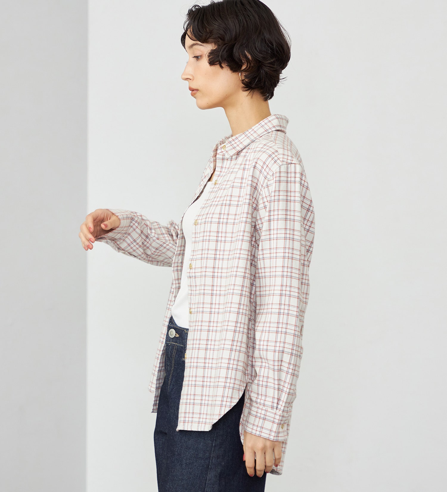 SOMETHING(サムシング)のSOMETHING　フランネルチェックシャツ【長袖】|トップス/シャツ/ブラウス/レディース|アイボリー
