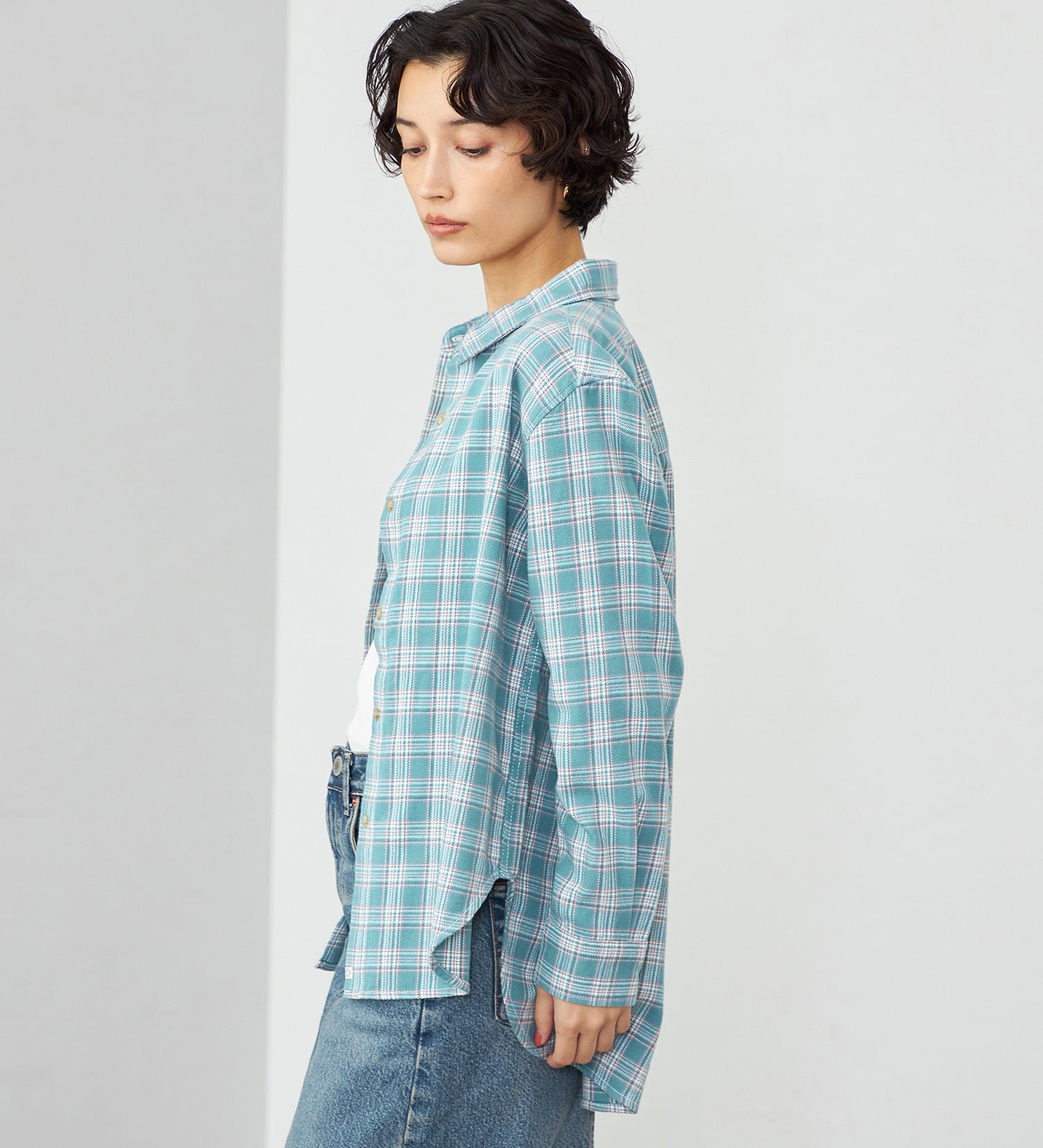 SOMETHING(サムシング)のSOMETHING フランネルチェックシャツ【長袖】|トップス/シャツ/ブラウス/レディース|ブルーグリーン