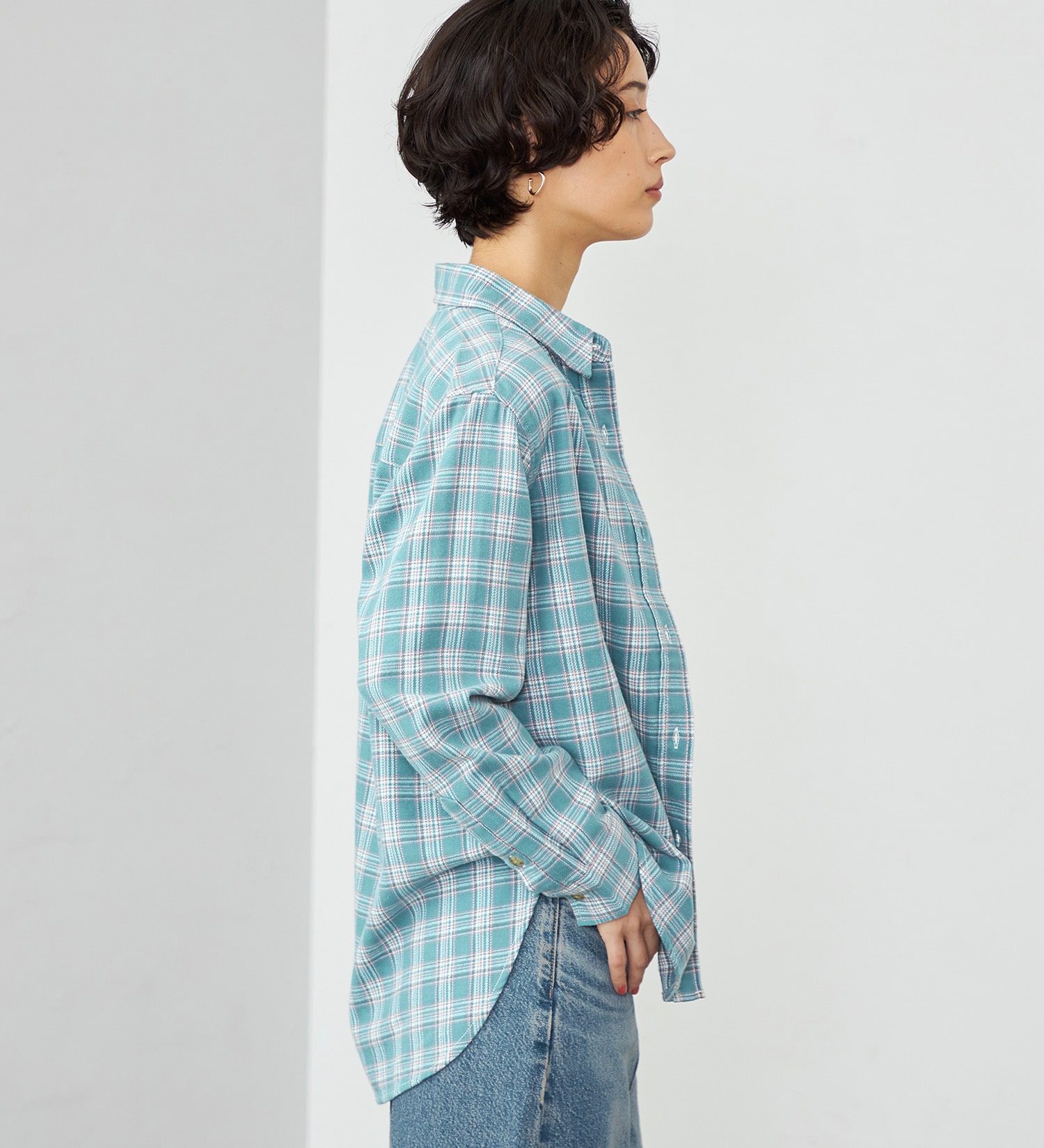 SOMETHING(サムシング)のSOMETHING フランネルチェックシャツ【長袖】|トップス/シャツ/ブラウス/レディース|ブルーグリーン