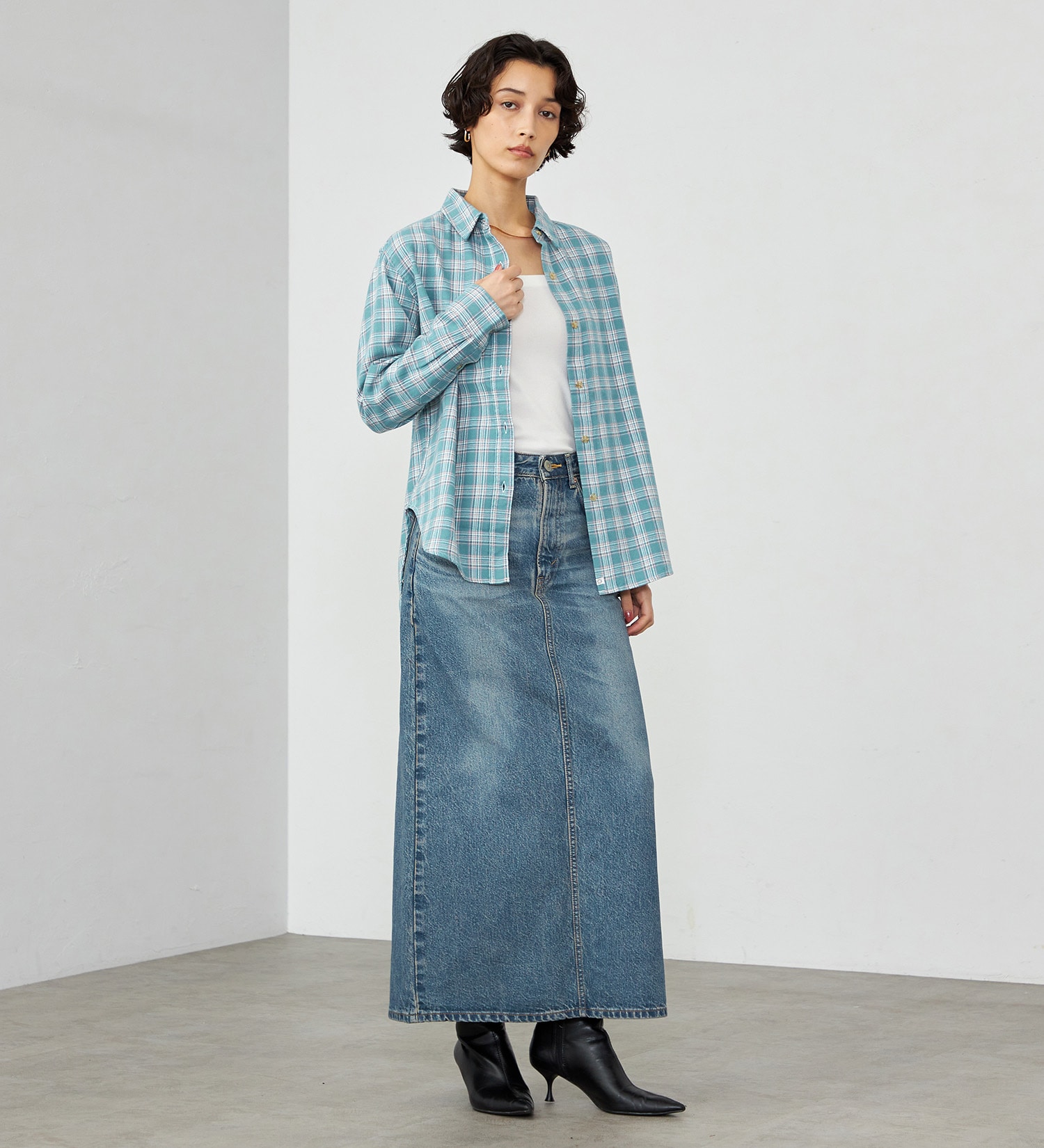 SOMETHING(サムシング)のSOMETHING フランネルチェックシャツ【長袖】|トップス/シャツ/ブラウス/レディース|ブルーグリーン