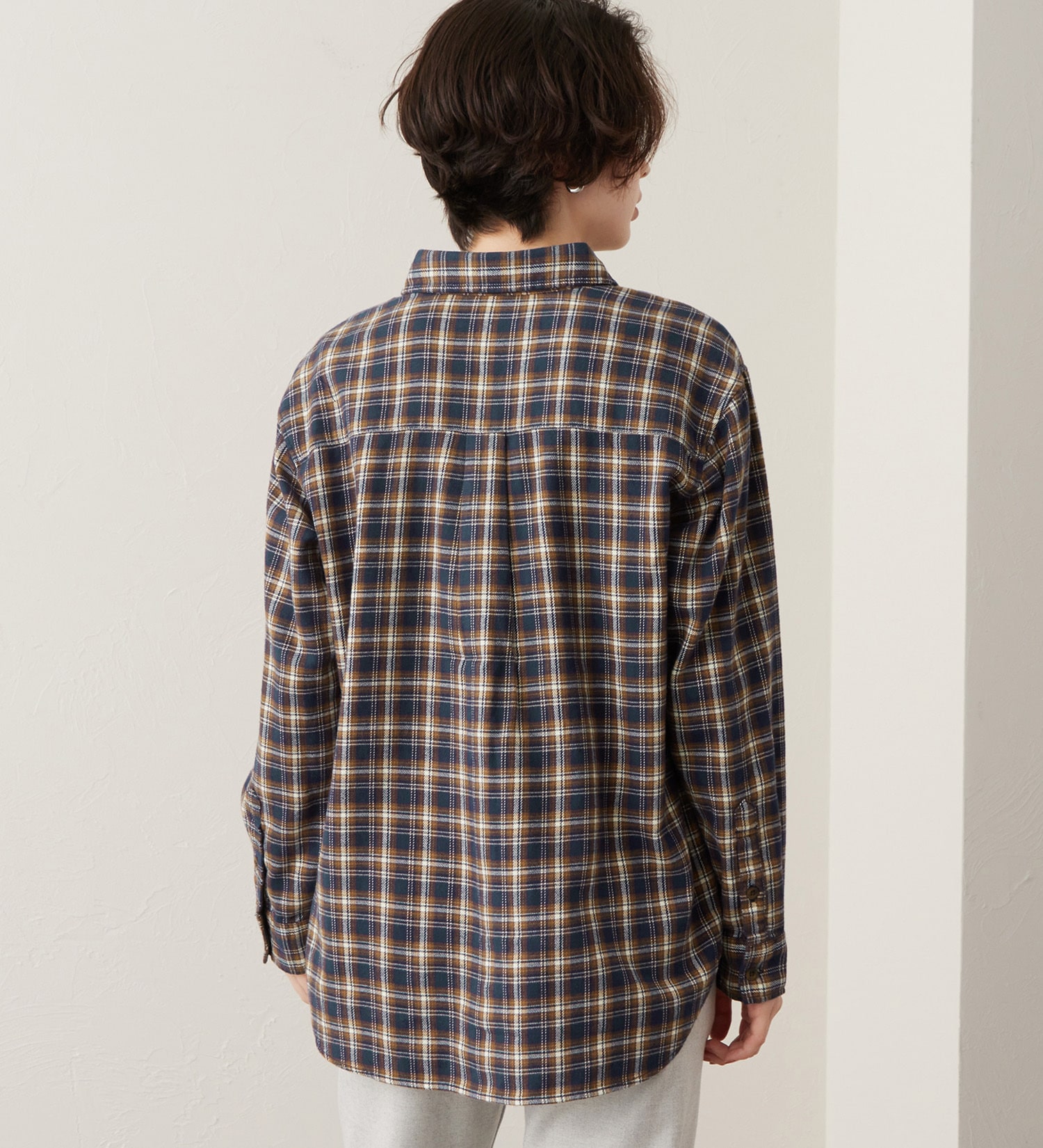 SOMETHING(サムシング)のSOMETHING　フランネルチェックシャツ【長袖】|トップス/シャツ/ブラウス/レディース|ネイビー