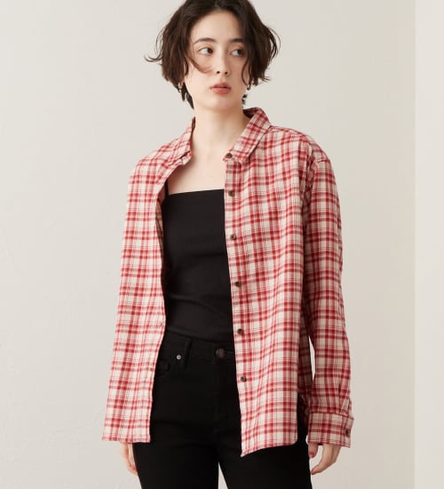 SOMETHING(サムシング)のSOMETHING　フランネルチェックシャツ【長袖】|トップス/シャツ/ブラウス/レディース|レッド