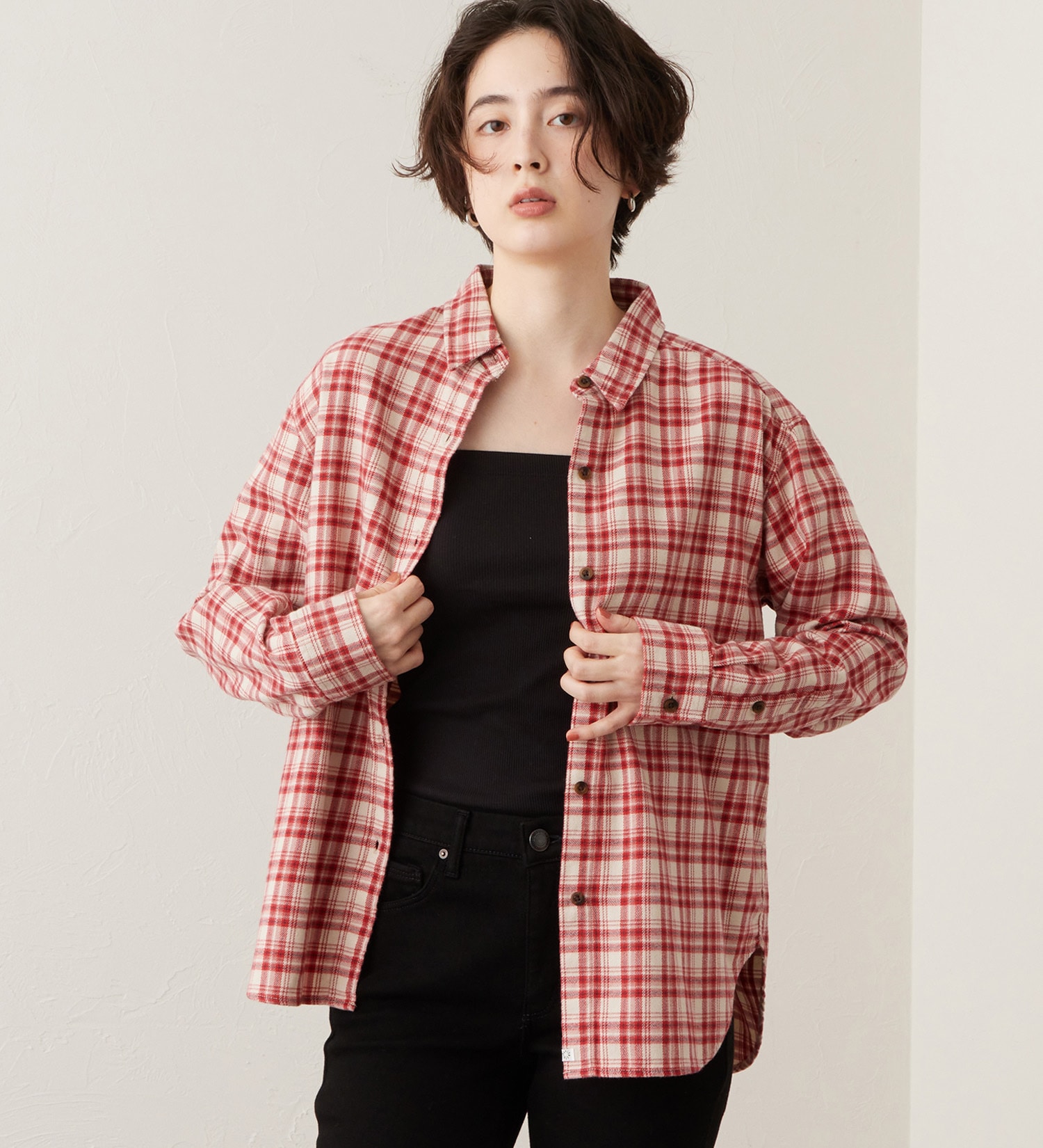 SOMETHING(サムシング)のSOMETHING フランネルチェックシャツ【長袖】|トップス/シャツ/ブラウス/レディース|レッド