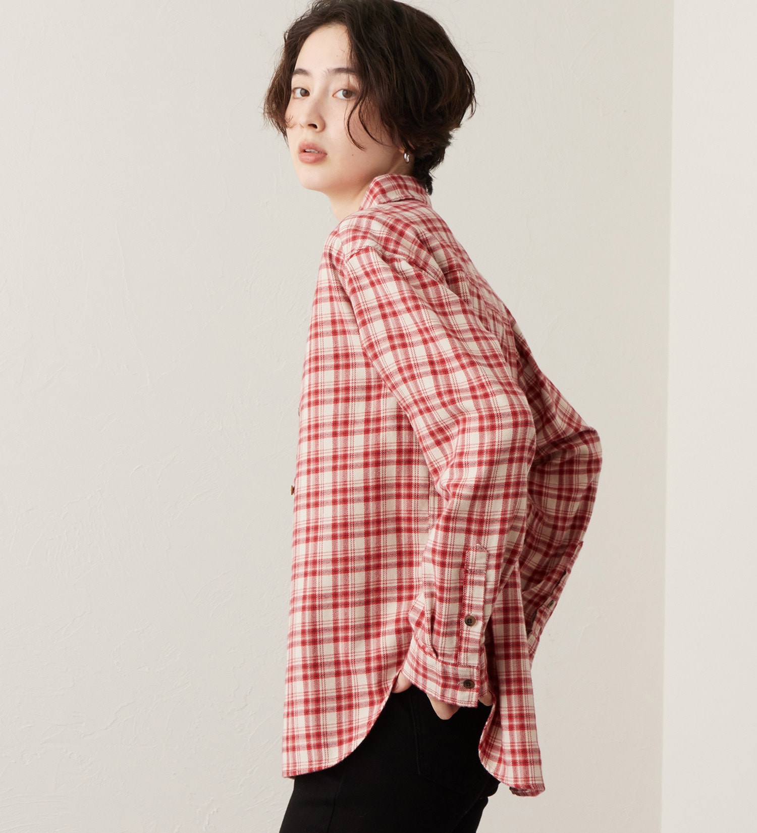 SOMETHING(サムシング)のSOMETHING フランネルチェックシャツ【長袖】|トップス/シャツ/ブラウス/レディース|レッド