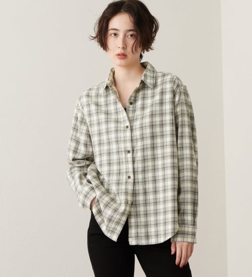 SOMETHING(サムシング)のSOMETHING　フランネルチェックシャツ【長袖】|トップス/シャツ/ブラウス/レディース|アイボリー