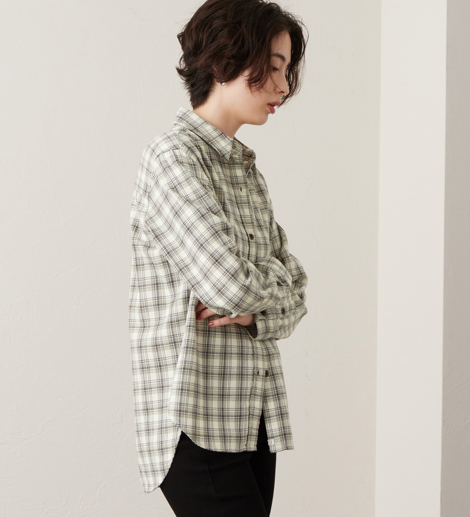 SOMETHING(サムシング)のSOMETHING フランネルチェックシャツ【長袖】|トップス/シャツ/ブラウス/レディース|アイボリー