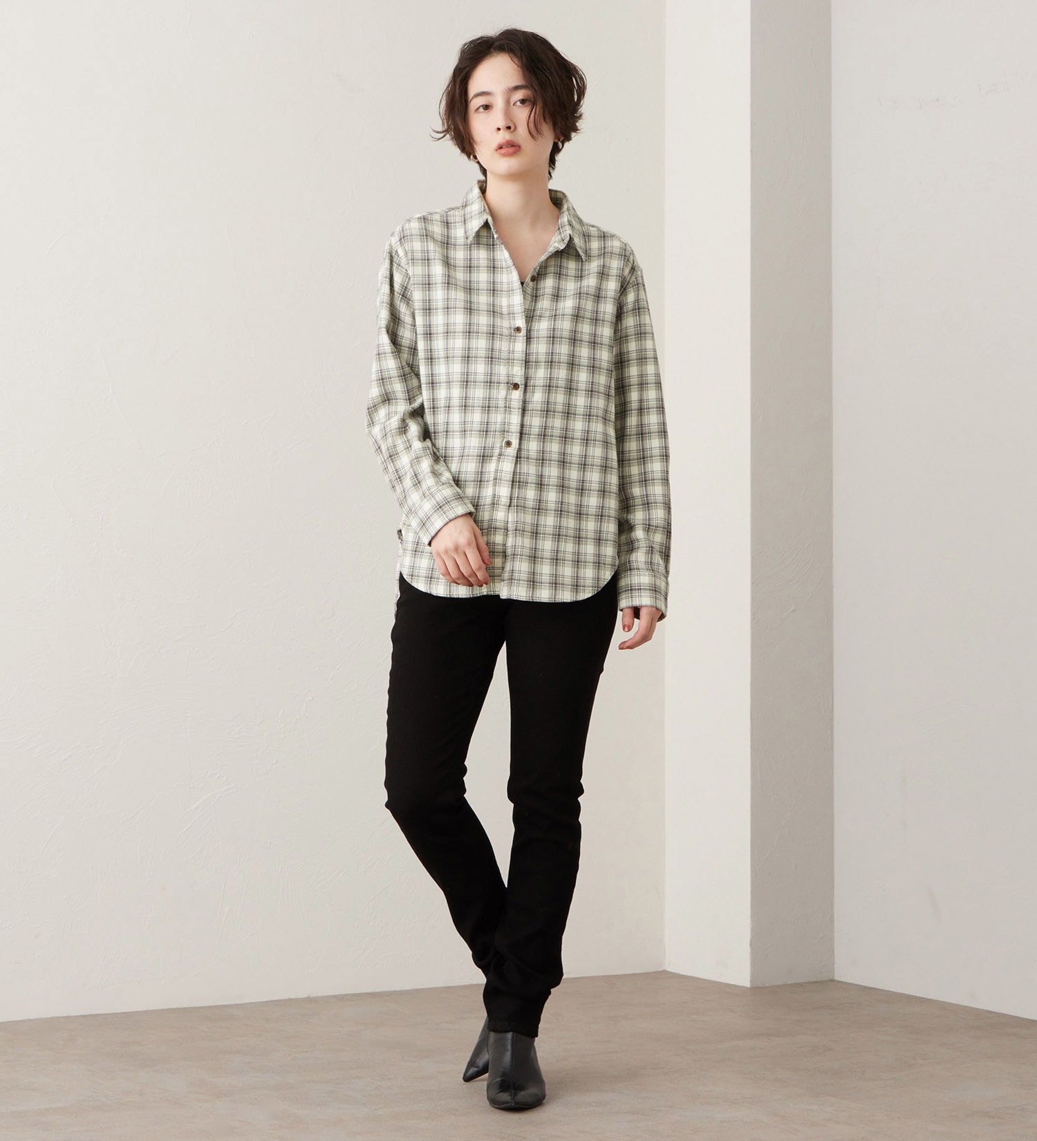 SOMETHING(サムシング)のSOMETHING フランネルチェックシャツ【長袖】|トップス/シャツ/ブラウス/レディース|アイボリー