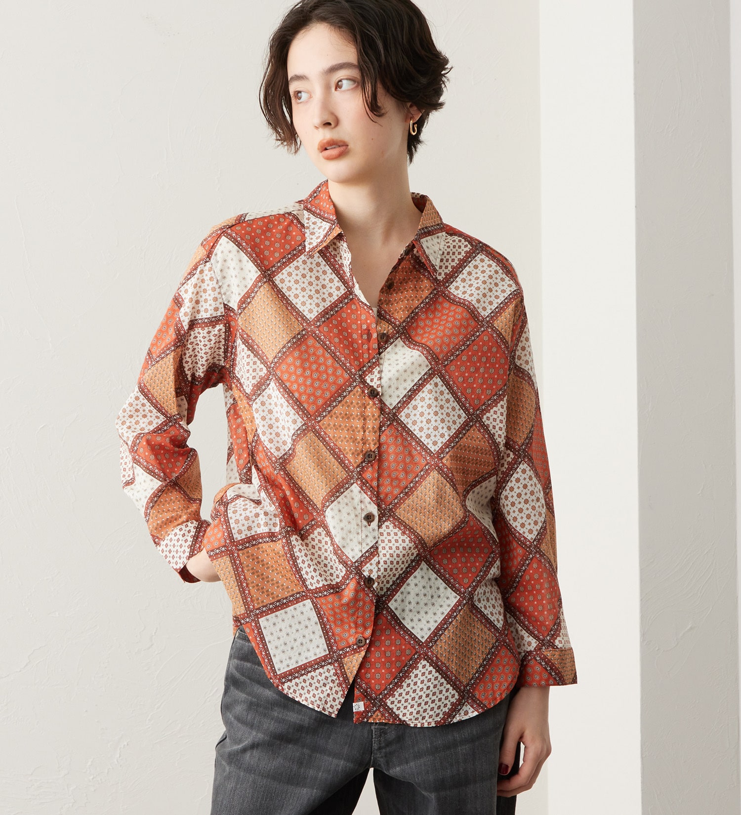 SOMETHING(サムシング)のSOMETHING ロングスリーブシャツ|トップス/シャツ/ブラウス/レディース|レッド