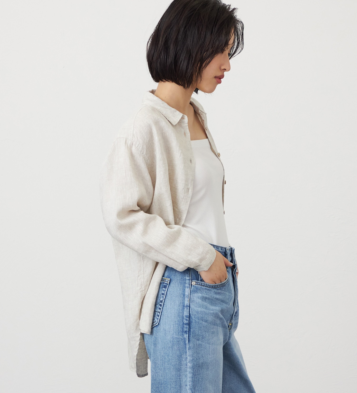 SOMETHING(サムシング)のSOMETHING　ロングスリーブリネンシャツ|トップス/シャツ/ブラウス/レディース|アイボリー