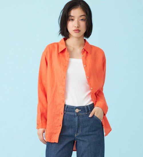 SOMETHING(サムシング)のSOMETHING　ロングスリーブリネンシャツ|トップス/シャツ/ブラウス/レディース|オレンジ