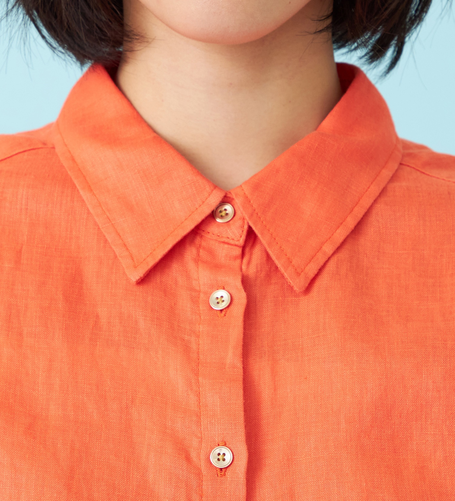 SOMETHING(サムシング)のSOMETHING　ロングスリーブリネンシャツ|トップス/シャツ/ブラウス/レディース|オレンジ