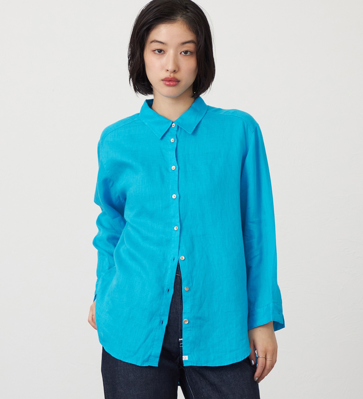 SOMETHING(サムシング)のSOMETHING ロングスリーブリネンシャツ|トップス/シャツ/ブラウス/レディース|ブルー