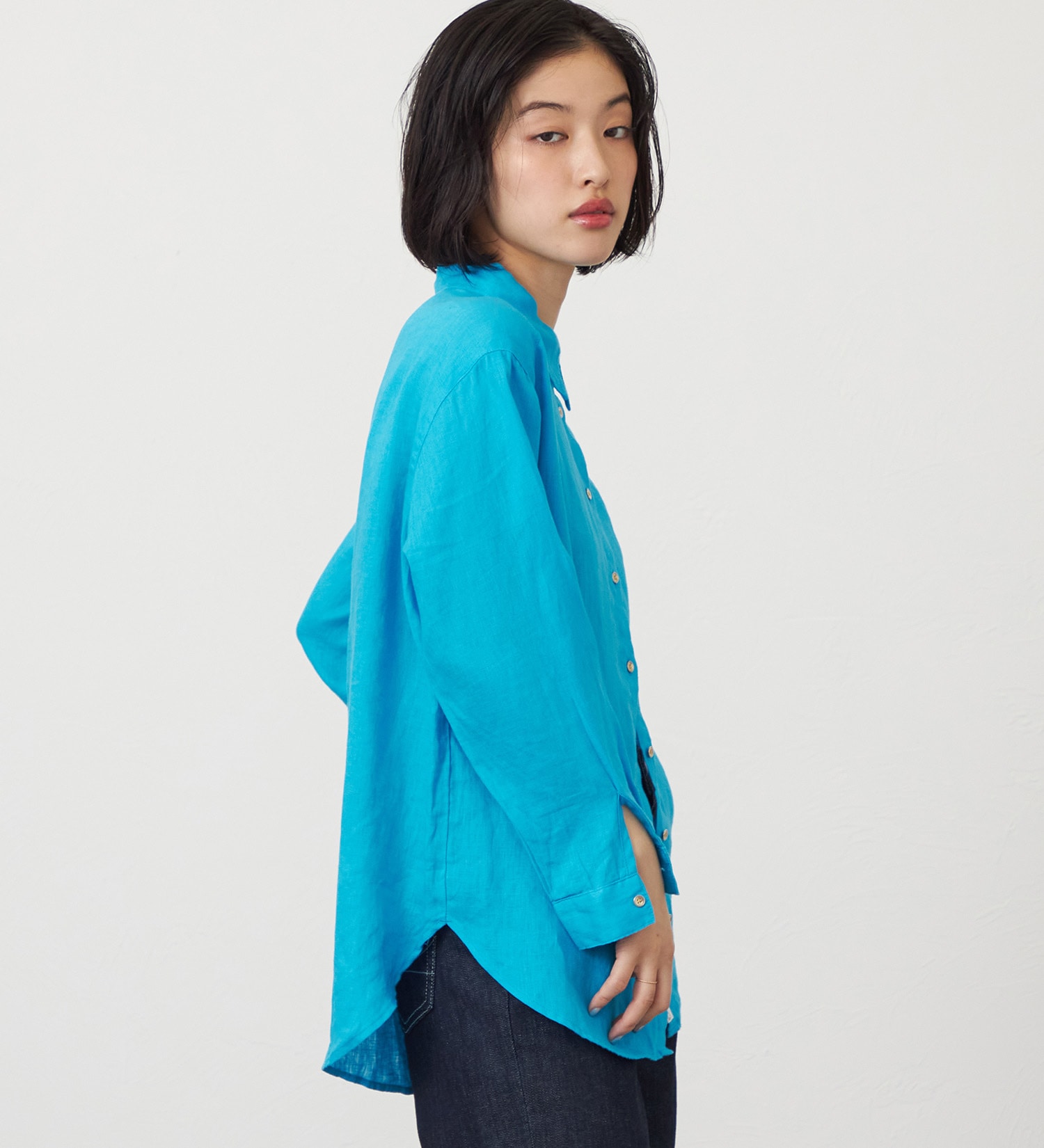 SOMETHING(サムシング)のSOMETHING ロングスリーブリネンシャツ|トップス/シャツ/ブラウス/レディース|ブルー