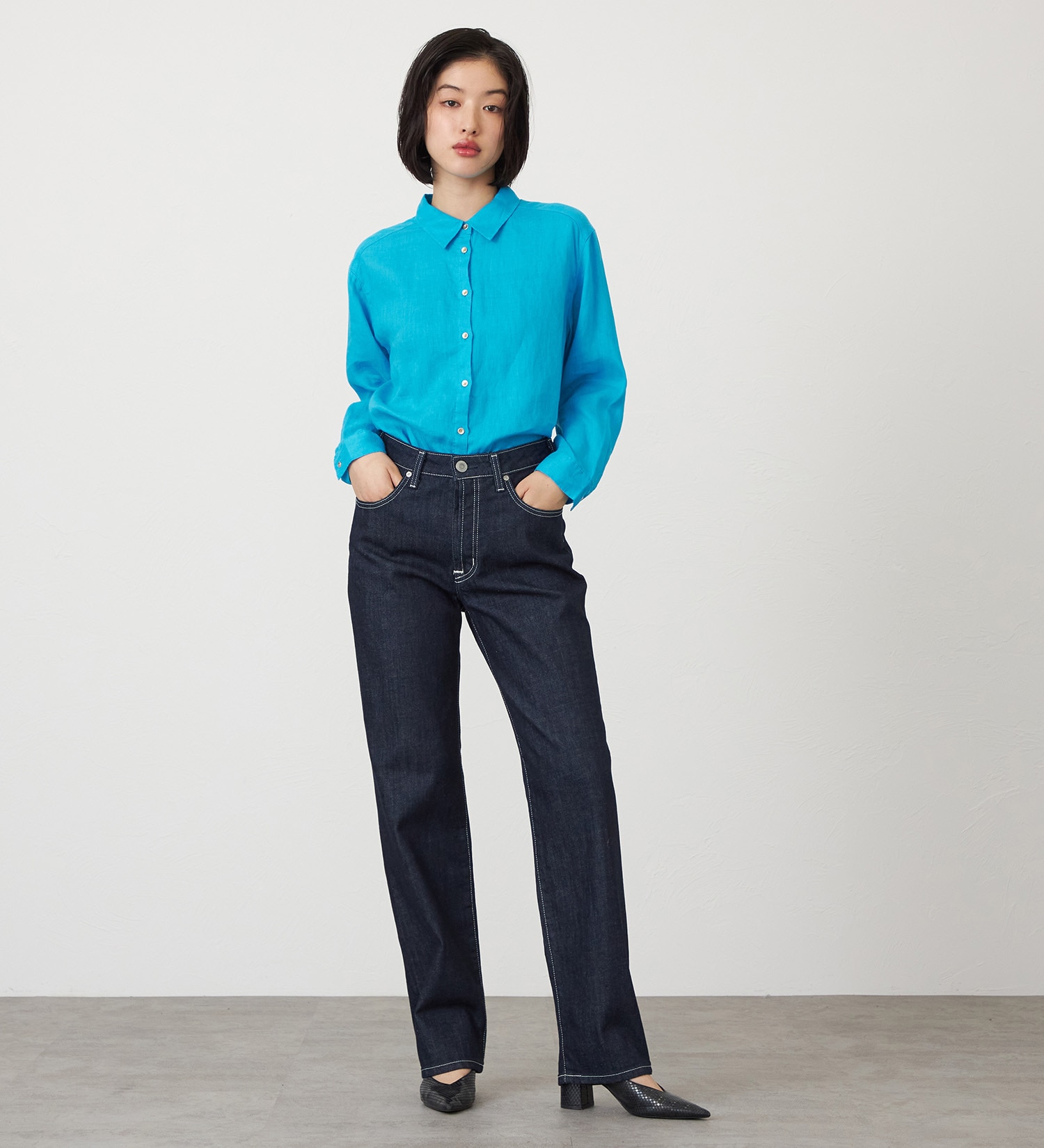 SOMETHING(サムシング)のSOMETHING ロングスリーブリネンシャツ|トップス/シャツ/ブラウス/レディース|ブルー