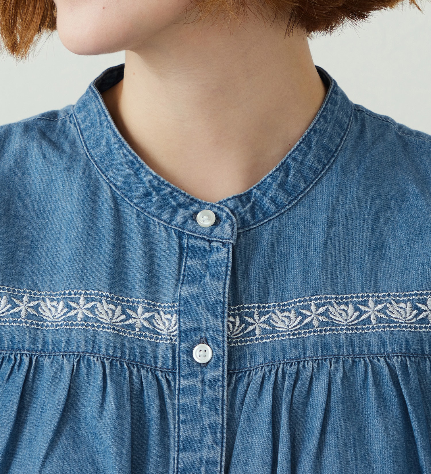 SOMETHING(サムシング)のSOMETHING フリルノースリーブシャツ|トップス/シャツ/ブラウス/レディース|淡色ブルー