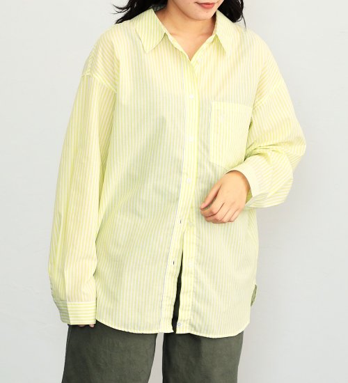 SOMETHING(サムシング)の【おまとめ割対象】SOMETHING ストライプ長袖シャツ|トップス/シャツ/ブラウス/レディース|イエロー