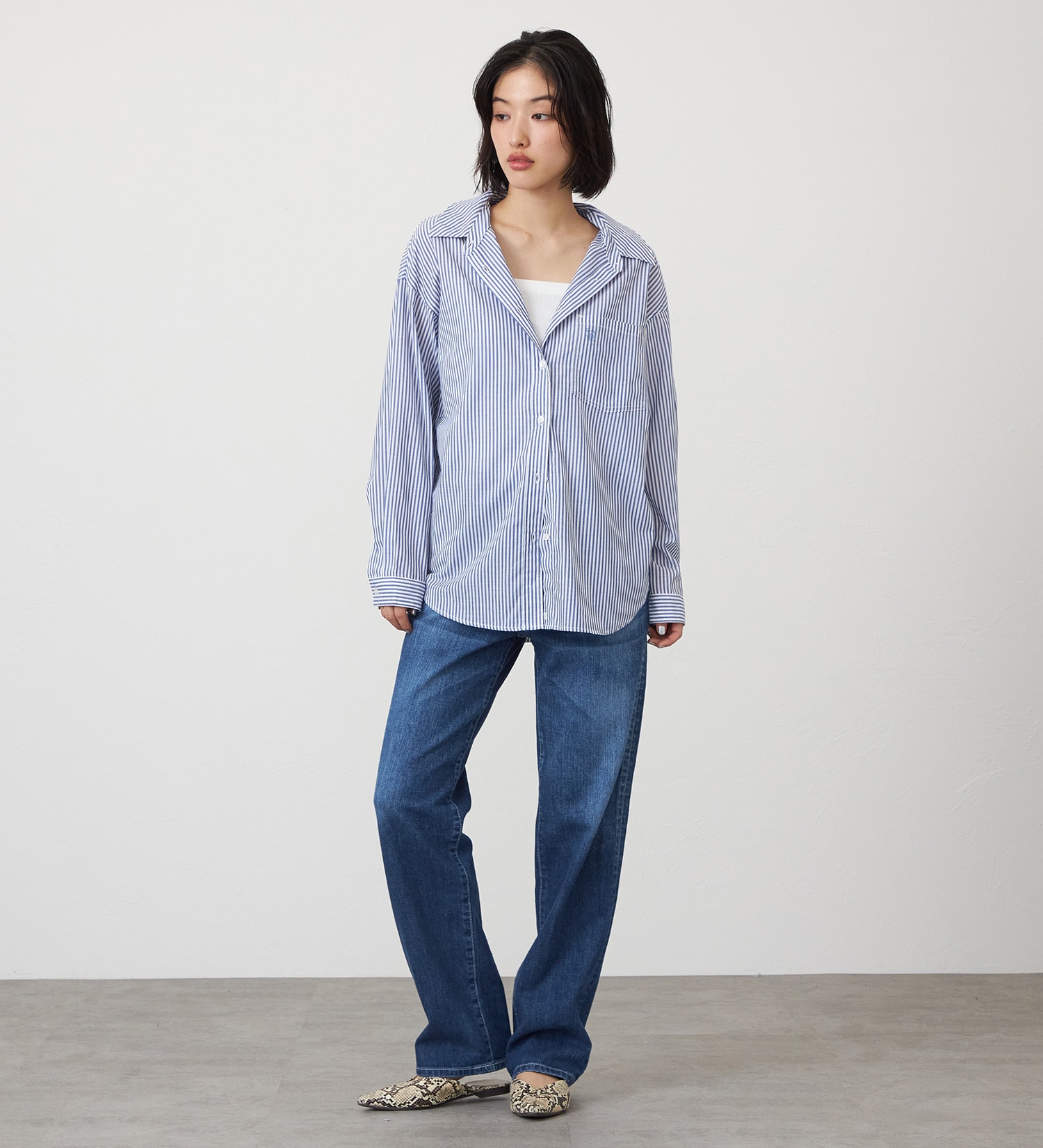 SOMETHING(サムシング)のSOMETHING　ストライプシャツ|トップス/シャツ/ブラウス/レディース|ネイビー