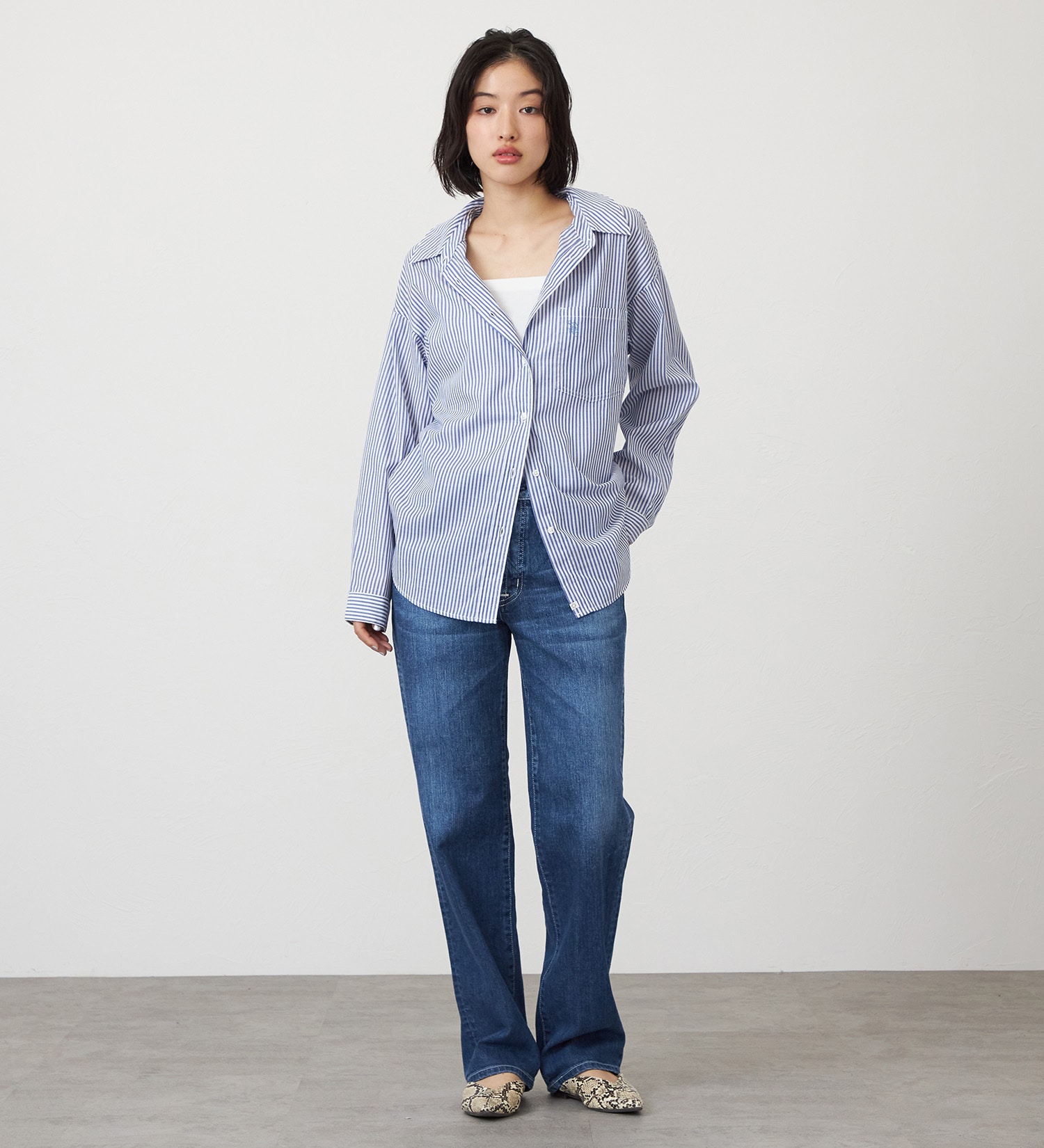 SOMETHING(サムシング)のSOMETHING　ストライプシャツ|トップス/シャツ/ブラウス/レディース|ネイビー