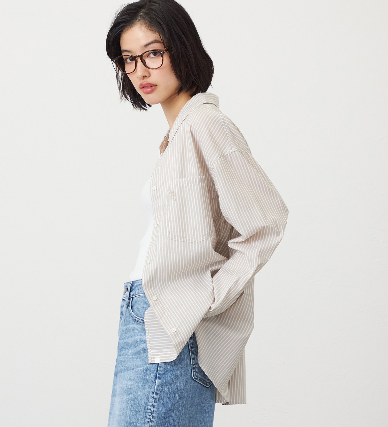 SOMETHING(サムシング)のSOMETHING　ストライプシャツ|トップス/シャツ/ブラウス/レディース|ベージュ