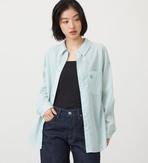 SOMETHING(サムシング)のSOMETHING ストライプシャツ|トップス/シャツ/ブラウス/レディース|グリーン