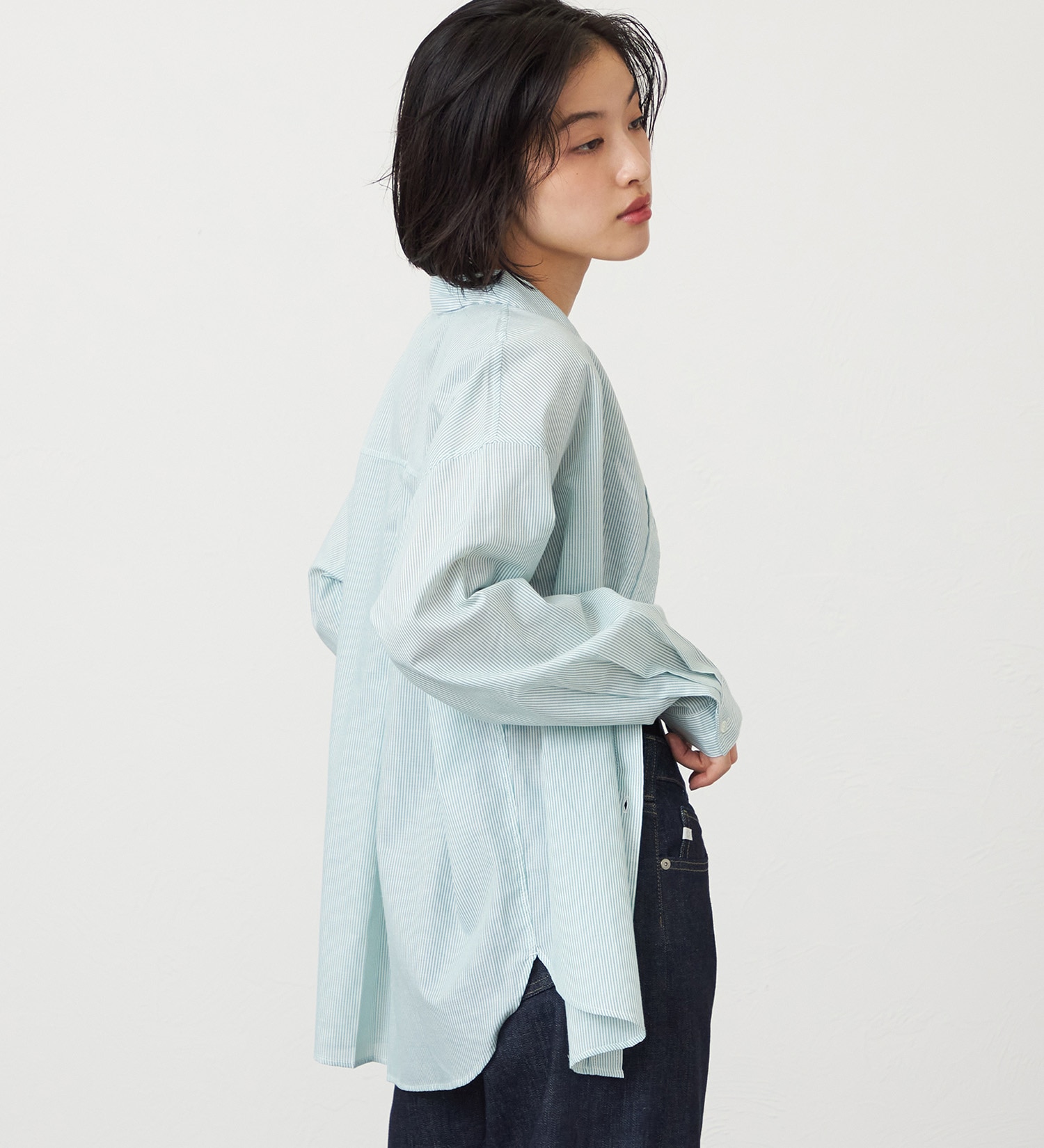 SOMETHING(サムシング)のSOMETHING　ストライプシャツ|トップス/シャツ/ブラウス/レディース|グリーン