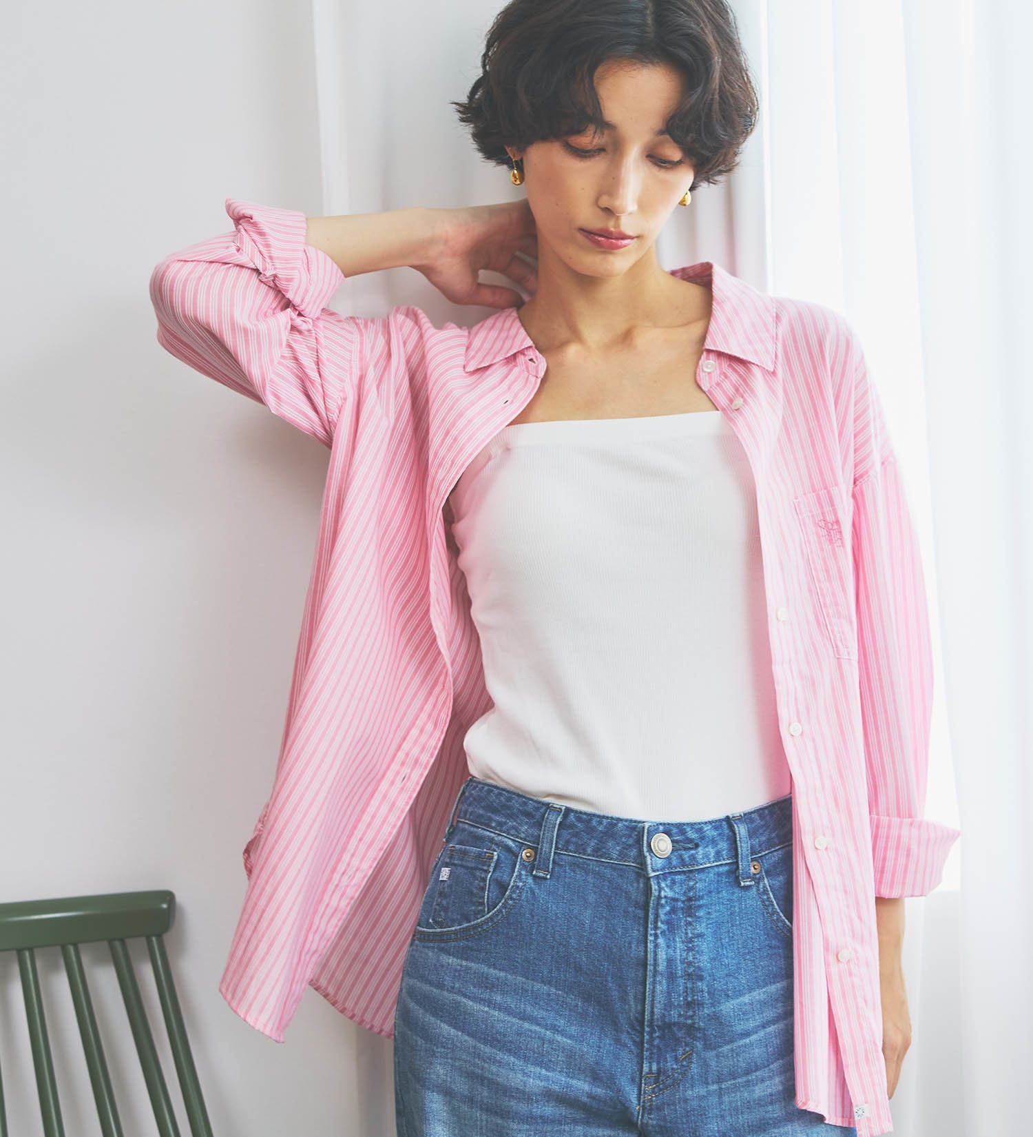 SOMETHING(サムシング)のSOMETHING　ストライプシャツ|トップス/シャツ/ブラウス/レディース|ピンク