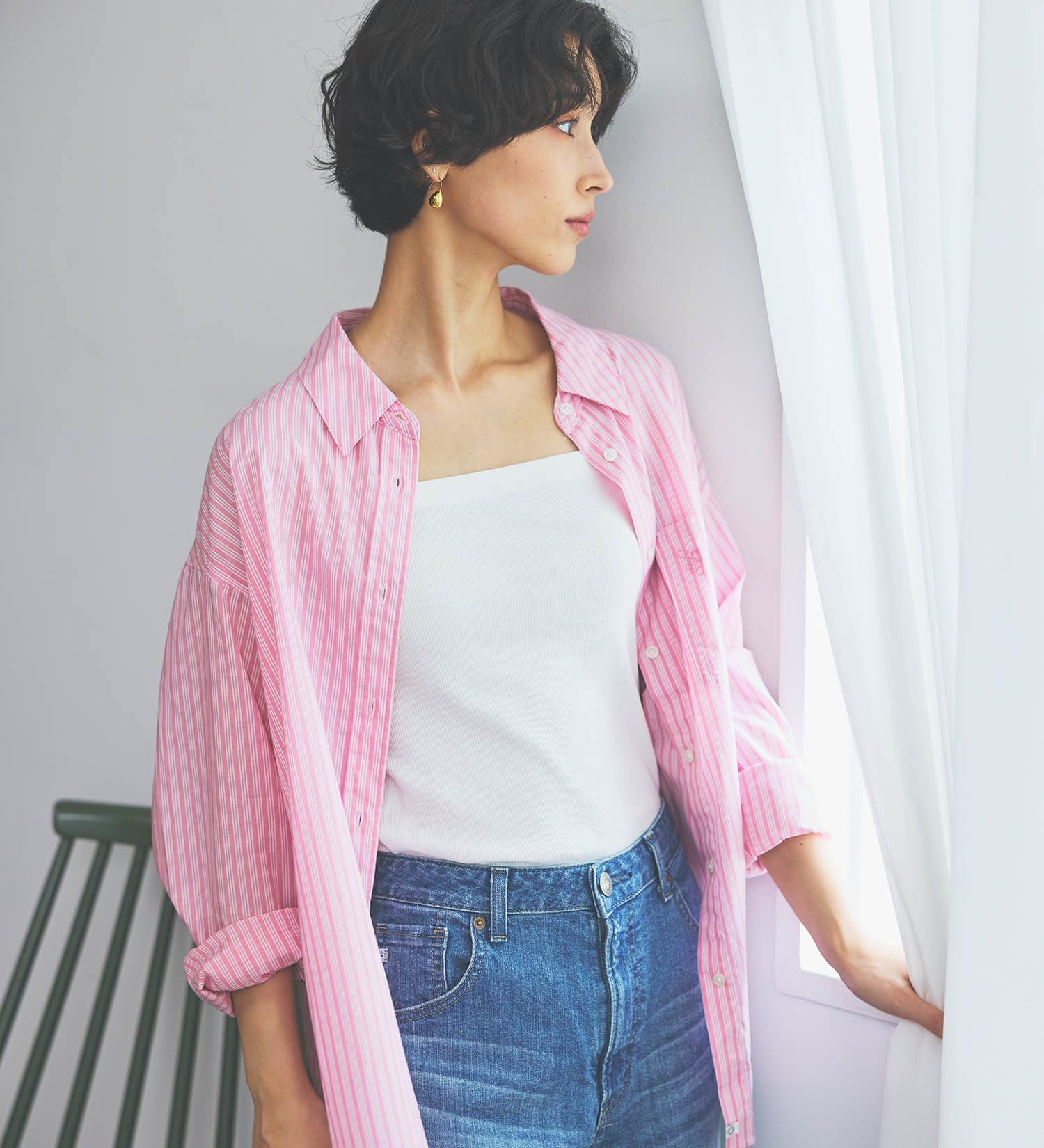 SOMETHING(サムシング)のSOMETHING　ストライプシャツ|トップス/シャツ/ブラウス/レディース|ピンク