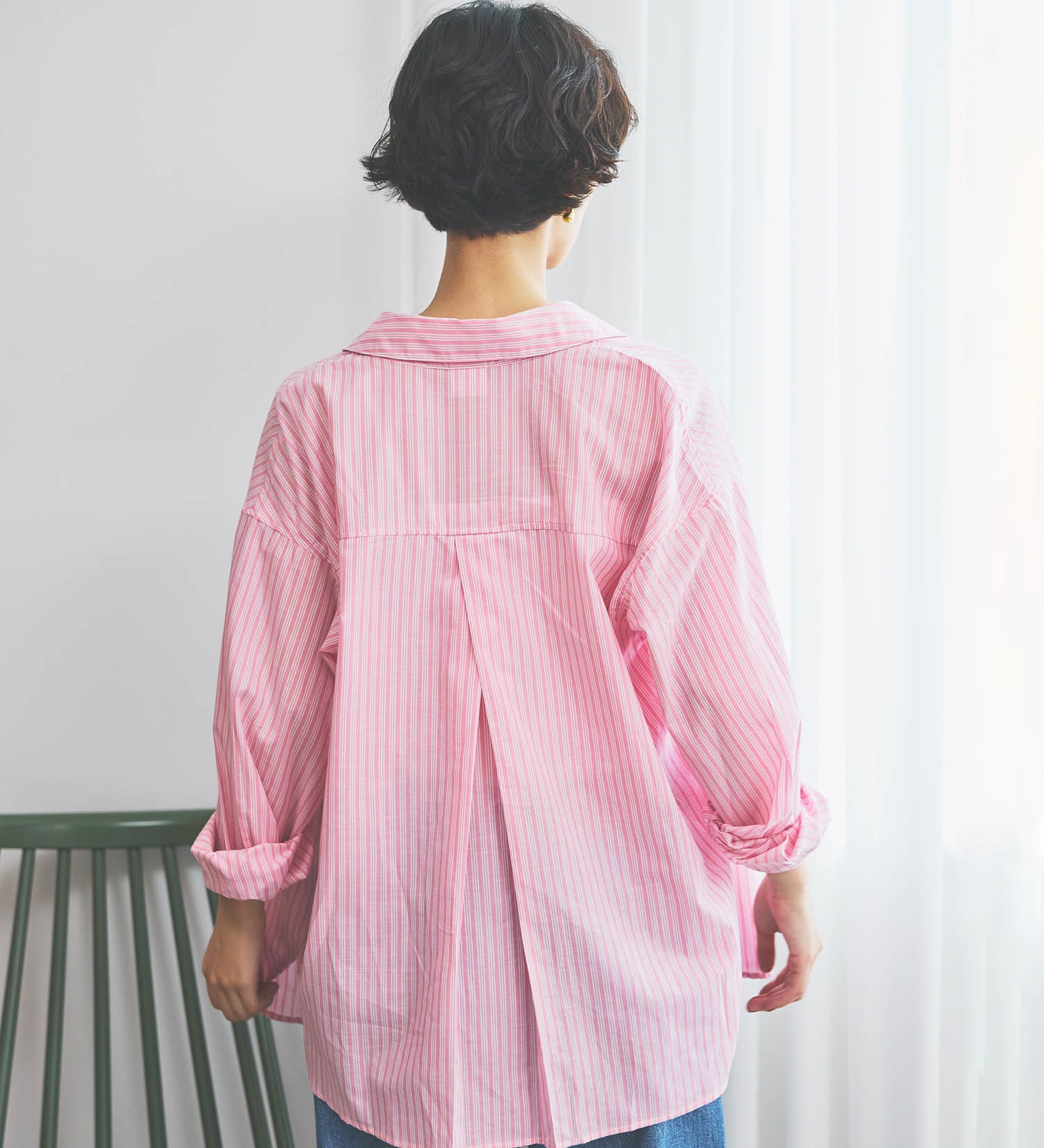 SOMETHING(サムシング)のSOMETHING　ストライプシャツ|トップス/シャツ/ブラウス/レディース|ピンク