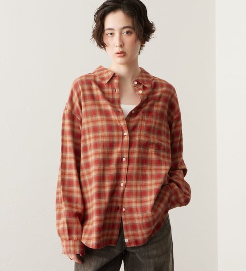 SOMETHING(サムシング)のSOMETHING オンブレチェックシャツ【長袖】|トップス/シャツ/ブラウス/レディース|レッド