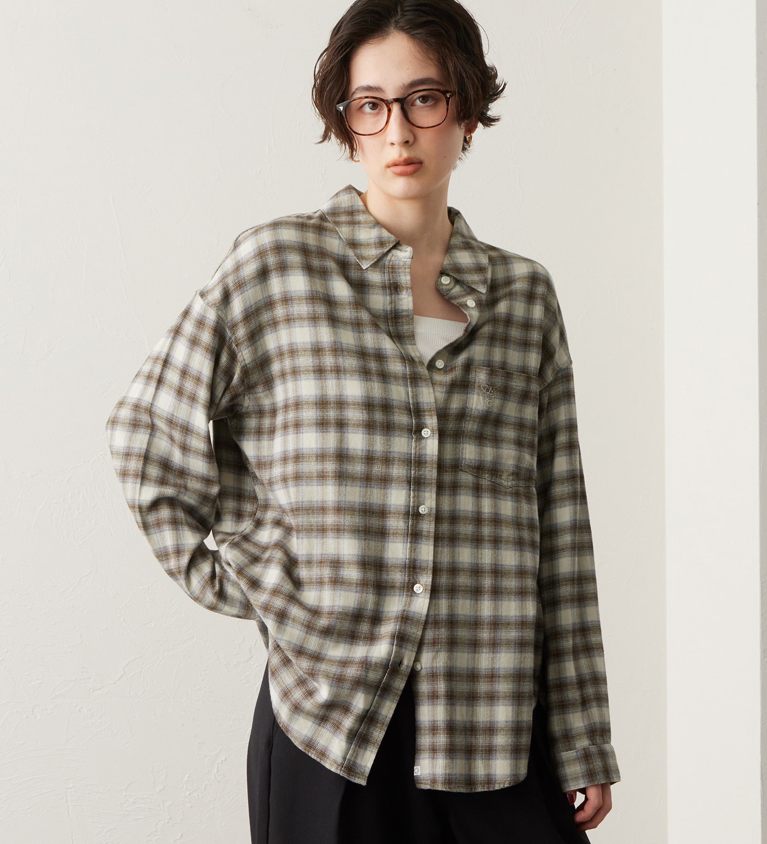 SOMETHING(サムシング)のSOMETHING オンブレチェックシャツ【長袖】|トップス/シャツ/ブラウス/レディース|ベージュ