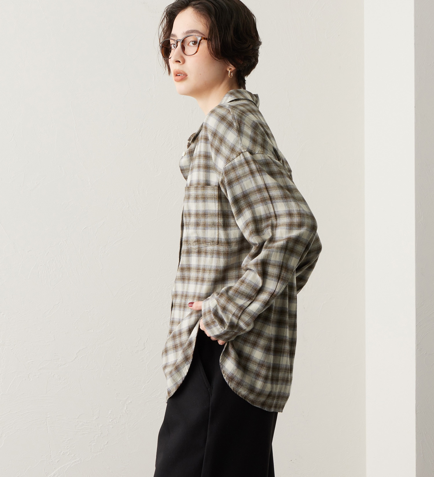 SOMETHING(サムシング)のSOMETHING オンブレチェックシャツ【長袖】|トップス/シャツ/ブラウス/レディース|ベージュ