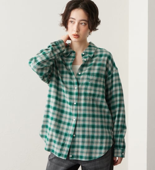 SOMETHING(サムシング)のSOMETHING オンブレチェックシャツ【長袖】|トップス/シャツ/ブラウス/レディース|グリーン