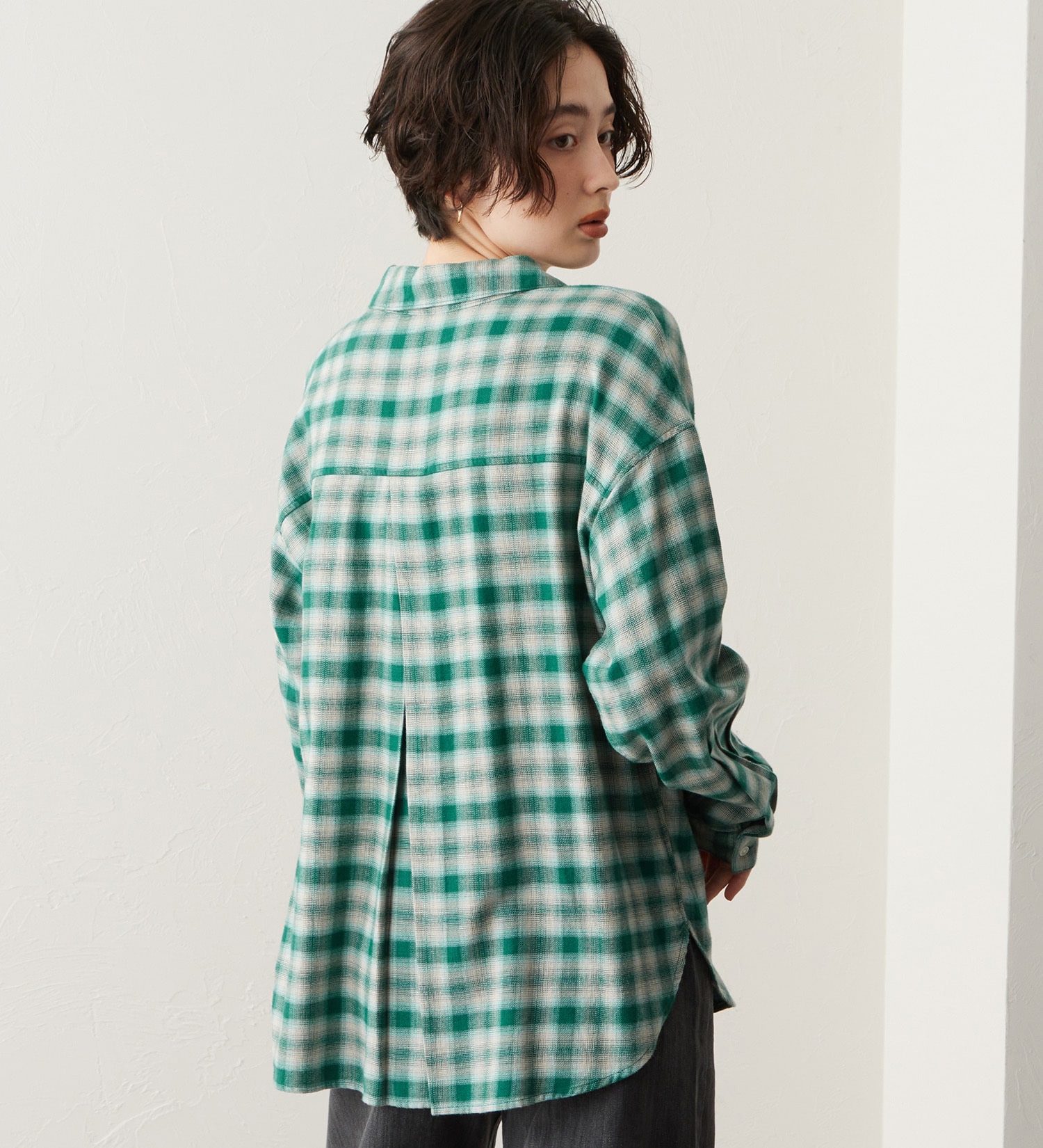SOMETHING(サムシング)のSOMETHING オンブレチェックシャツ【長袖】|トップス/シャツ/ブラウス/レディース|グリーン
