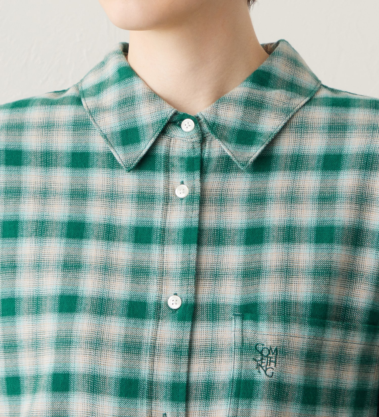 SOMETHING(サムシング)のSOMETHING オンブレチェックシャツ【長袖】|トップス/シャツ/ブラウス/レディース|グリーン